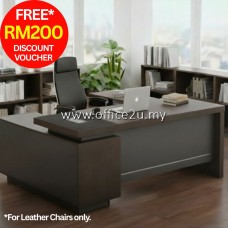 WPL-2016 : WOODPLUS SERIES DIRECTOR TABLE SET C/W SIDE CABINET AND POWER MODULE (FREE RM200 DISCOUNT VOUCHER)
